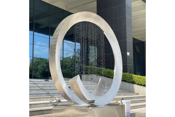 Stainless Steel Circular Water Fountain Sculpture for Outdoor Spaces  Stainless Steel Circular Water Fountain Sculpture for Outdoor Spaces